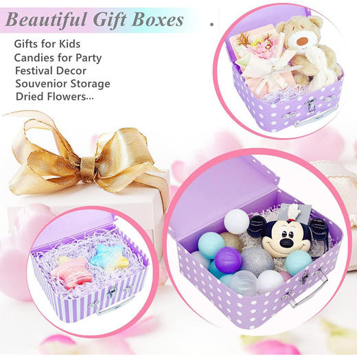 三件套手提箱 圆点条纹图案手提包 时尚玩具礼品收纳 新年礼物与装饰的可套装礼盒 商品图7