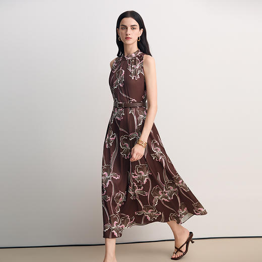 EITIE爱特爱印花无袖复古优雅气质修身连衣裙2026春季新款8507223 商品图5