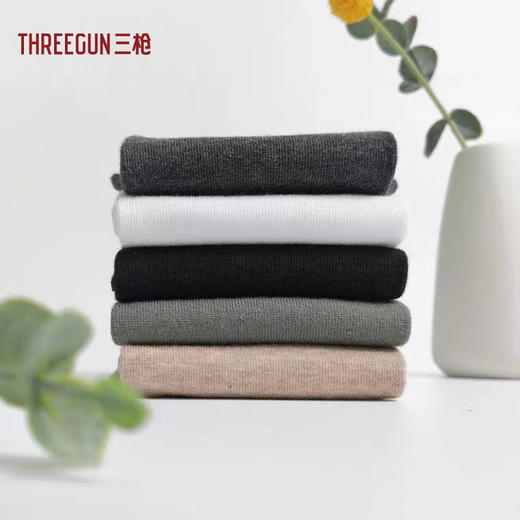 Threegun三枪 平纹加跟男士船袜(1双装)-91243Z031 商品图2