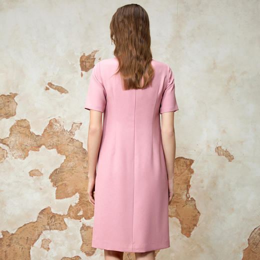 EITIE爱特爱精致优雅小香风直筒显瘦粉色连衣裙春新款8107821 商品图4