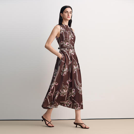 EITIE爱特爱印花无袖复古优雅气质修身连衣裙2026春季新款8507223 商品图3