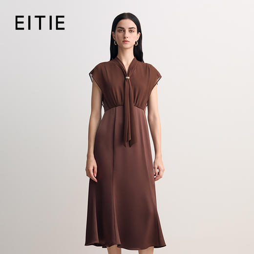 EITIE爱特爱收腰V领显瘦轻礼服优雅大气鱼尾裙摆连衣裙2026春新款8577215 商品图0