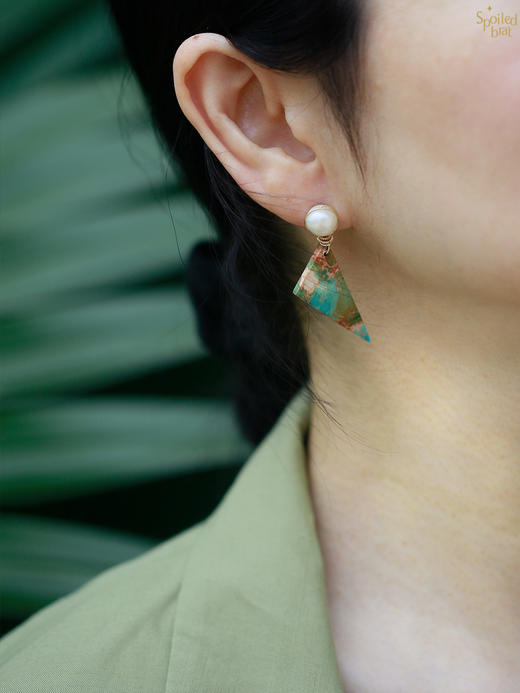 SpoiledBrat Jewelry碧玉珍珠耳钉 商品图2