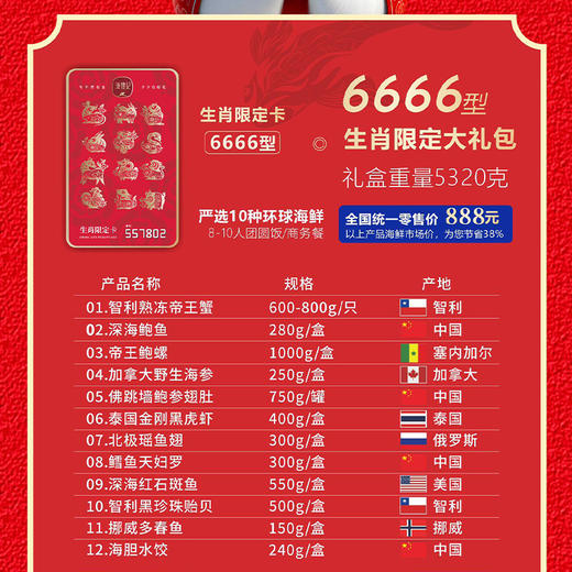 【渔礼记年年有渔海鲜礼盒】精选海鲜大礼包 感受环球海鲜魅力（下单后3-4天发货） 商品图4