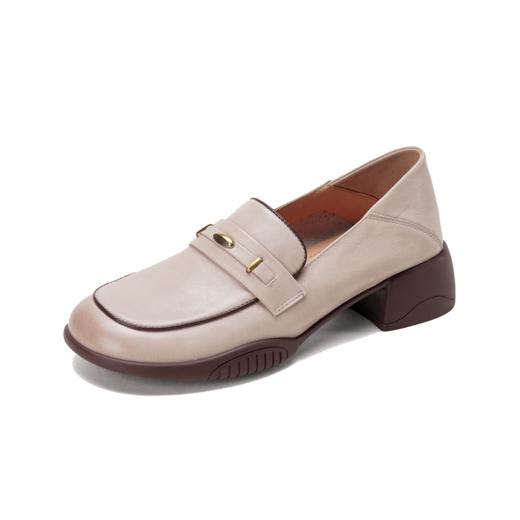 【牛皮革】西村名物2026年春季新款舒适厚底粗跟原皮软面深口单鞋乐福鞋T26AM18111 商品图10