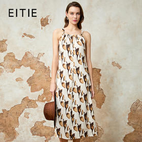 EITIE爱特爱度假风优雅宽松印花吊带连衣裙春季新款8107823