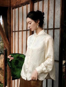 盛唐婧 | 新中式桑蚕丝百搭立领对襟衬衫-香槟色