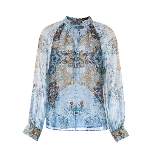 EITIE爱特爱复古丝巾印花宽松显瘦松弛感雪纺衫上衣2026春季新款A2613107 商品图5