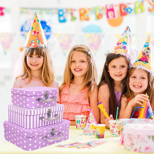 三件套手提箱 圆点条纹图案手提包 时尚玩具礼品收纳 新年礼物与装饰的可套装礼盒 商品图6