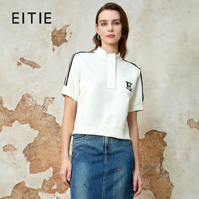 EITIE爱特爱春季新款时尚舒适简约黑白撞色百搭显瘦T恤上衣8113809