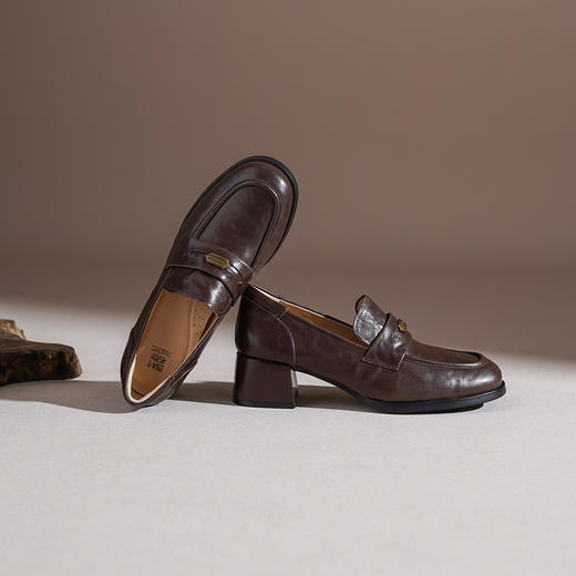 【羊皮革】西村名物2026年春季新款厚底粗跟防滑舒适百搭优雅深口单鞋乐福鞋T26AM17981 商品图9