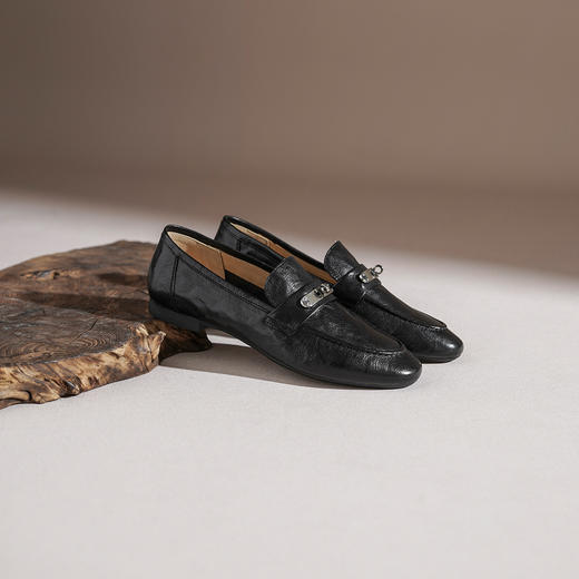 【羊皮革】西村名物2026年春季新款舒适低跟软底软面小方头深口单鞋薄底乐福鞋T26AM18051 商品图2