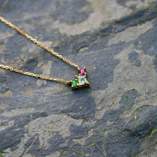 SpoiledBrat Jewelry18K金红宝石 绿碧玺 沙佛莱石项链 商品图4