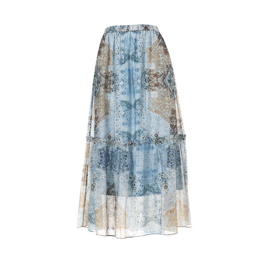 EITIE爱特爱浪漫蓝色印花复古高腰a字飘逸长裙半身裙2026春季新款A2606109 商品图5