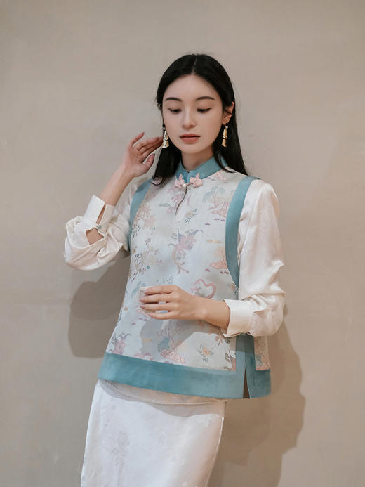 盛唐牡丹 | 龙凤呈祥重缎织金宋锦马甲 商品图0