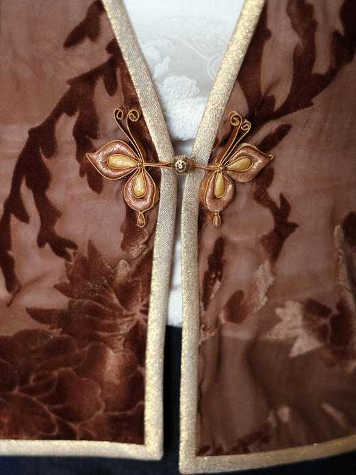 盛唐牡丹 | 真丝红云纱烂花绒外套 商品图3