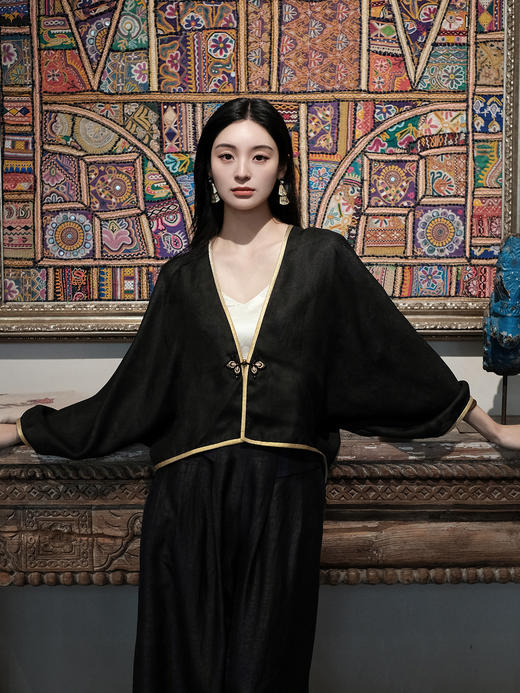 盛唐牡丹 | 竹纹真丝罗底香云纱外套 商品图4