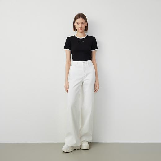 朗姿修身撞色拼条T恤LCFA18JTS027B11 商品图3