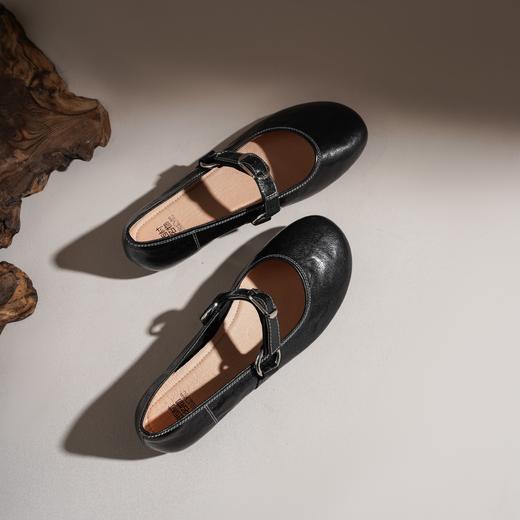 【羊皮革】西村名物2026年春季新款舒适平底原皮纯色浅口单鞋玛丽珍鞋T26AE17391 商品图6