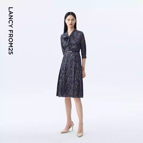 朗姿设计感雅致蚕丝印花连衣裙LCSP01WOP112A11