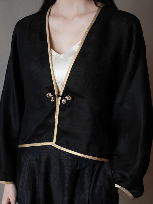 盛唐牡丹 | 竹纹真丝罗底香云纱外套 商品图1