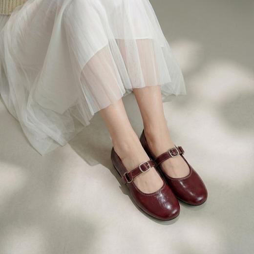 【羊皮革】西村名物2026年春季新款舒适平底原皮纯色浅口单鞋玛丽珍鞋T26AE17391 商品图3