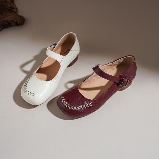 【羊皮革】西村名物2026年春季新款舒适低跟一字扣带浅口单鞋玛丽珍鞋T26AE17421 商品图12