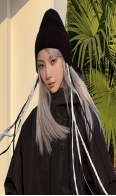 ISEEMIGGA编绳飘带冷帽-黑色