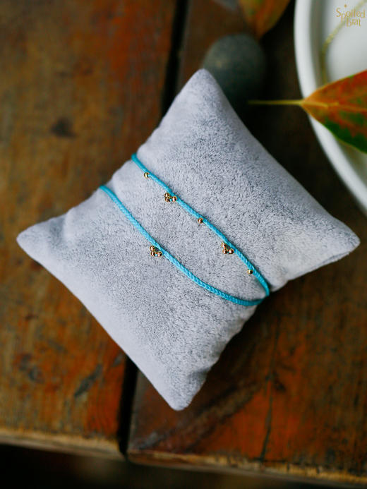 SpoiledBrat Jewelry18K金编织系列幸运彩绳土耳其蓝手链 商品图2