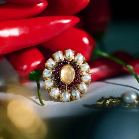 订购6个月到｜Goossens Paris-Perles Baroques-天然水晶 珍珠 戒指 ［法国设计师］