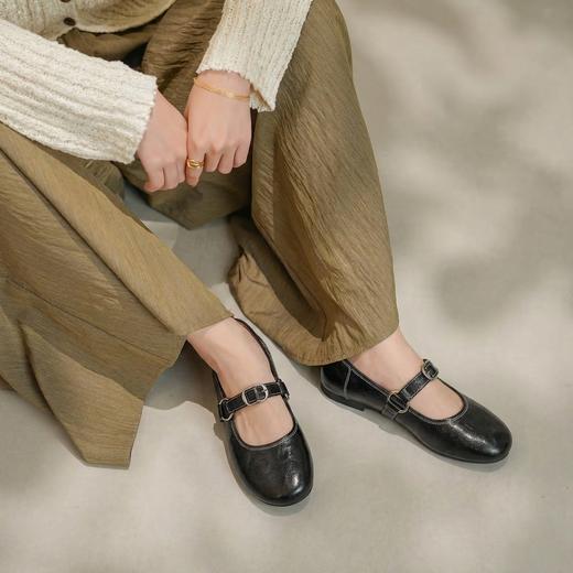 【羊皮革】西村名物2026年春季新款舒适平底原皮纯色浅口单鞋玛丽珍鞋T26AE17391 商品图2