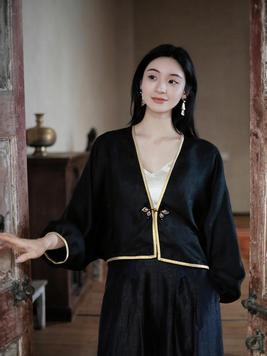 盛唐牡丹 | 竹纹真丝罗底香云纱外套 商品图0