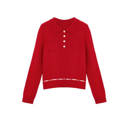 朗姿 【马踏春风】2026羊毛羊绒简约POLO领针织衫LAHADAKPR001R11 商品图6