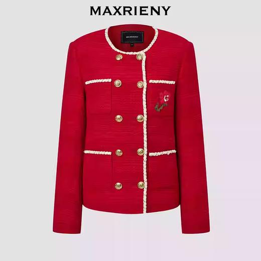 玛克门店发货：MAXRIENY波尔多红箱型小香风外套货号：MS86JA766 商品图2