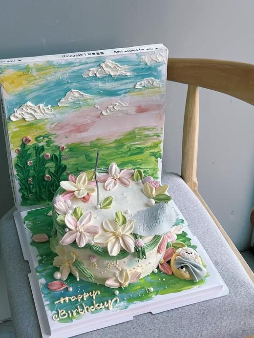 「女士」慵懒小狗的油画世界 刮刀花 图片8寸效果 商品图0