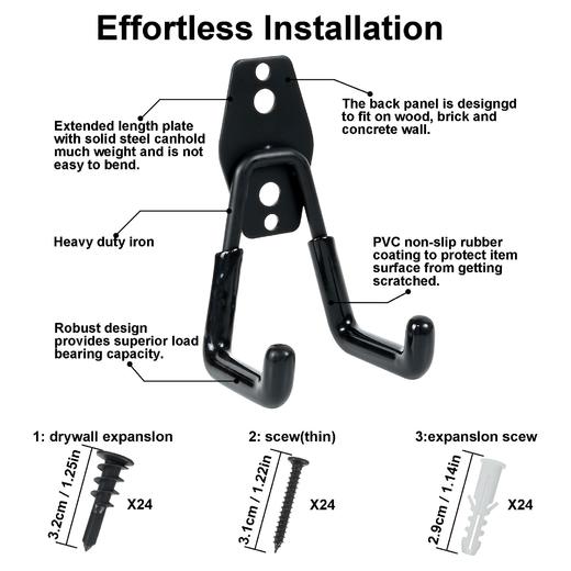【12个装】美国沃尔玛 Techshare 重型金属大挂钩 加固型双钩 强力承重 4种不同尺寸 商品图1
