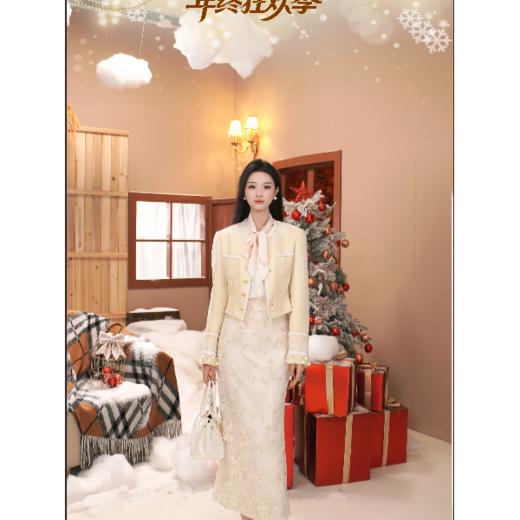 MAXRIENY名媛千金小香风花纱外套秋冬轻奢法式气质26新款(货号:MF86JA757) 商品图0