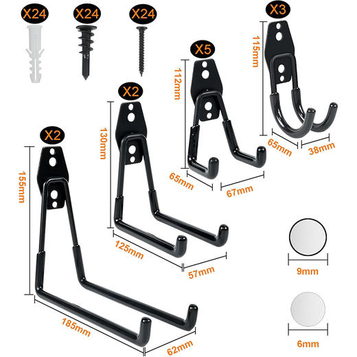 【12个装】美国沃尔玛 Techshare 重型金属大挂钩 加固型双钩 强力承重 4种不同尺寸 商品图2