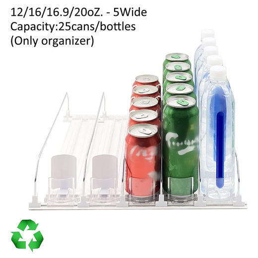 美国 冰箱饮料推进器 家用深柜收纳 自动滑道 可调节宽度 白色 商品图0