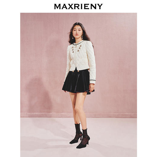 MAXRIENY【商场同款】MAXRIENY精致休闲感丝绒半裙新款高腰A字裙(货号:MC85SK501) 商品图1