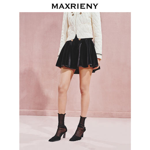 MAXRIENY【商场同款】MAXRIENY精致休闲感丝绒半裙新款高腰A字裙(货号:MC85SK501) 商品图2