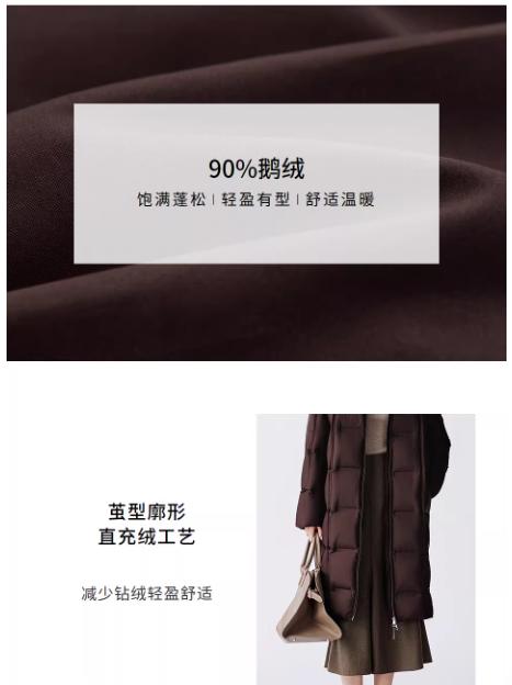 朗姿 【匈牙利白鹅绒】百搭连帽中长羽绒服LAJH00OLC410 商品图6