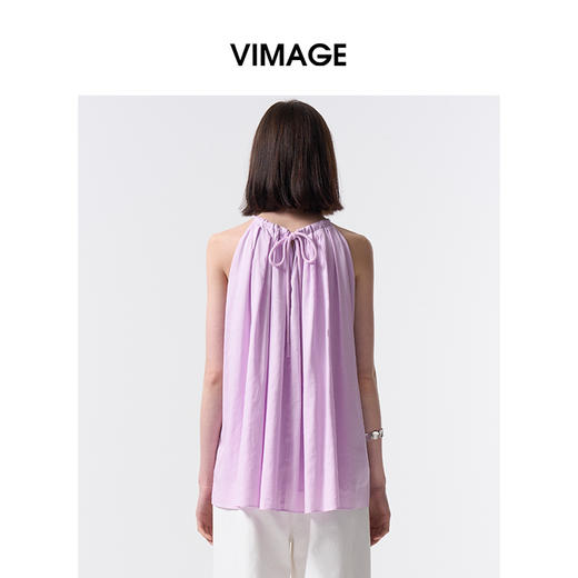 VIMAGE纬漫纪无袖挂脖宽松舒适休闲上衣2026夏季款V2513209 商品图4