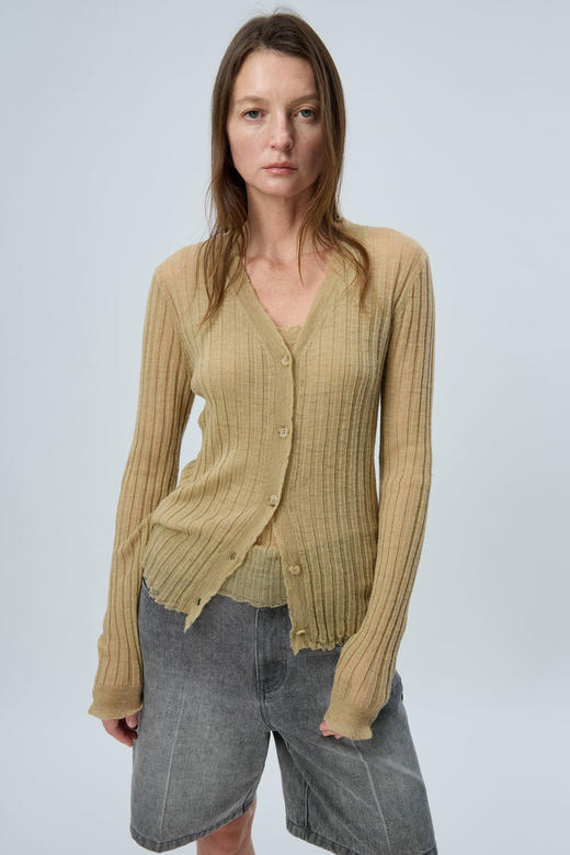 简约毛边V领开衫 商品图3