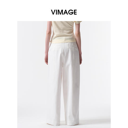 VIMAGE纬漫纪白色百搭阔腿遮肉高腰休闲裤长裤女2026春季新款V2505210 商品图5