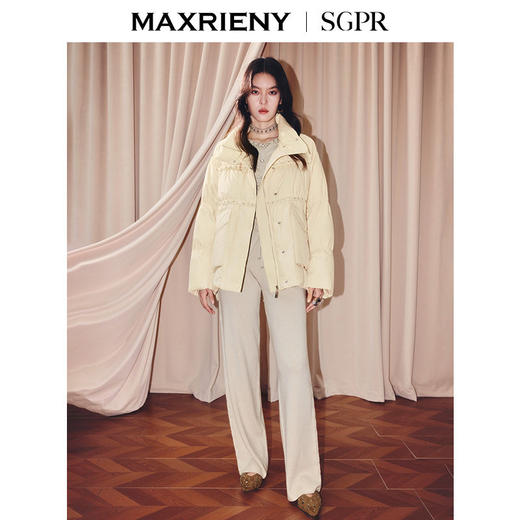 天虹玛克门店发货：复古翻领廓形杏黄色羽绒服(货号:MU86DC503) 商品图1