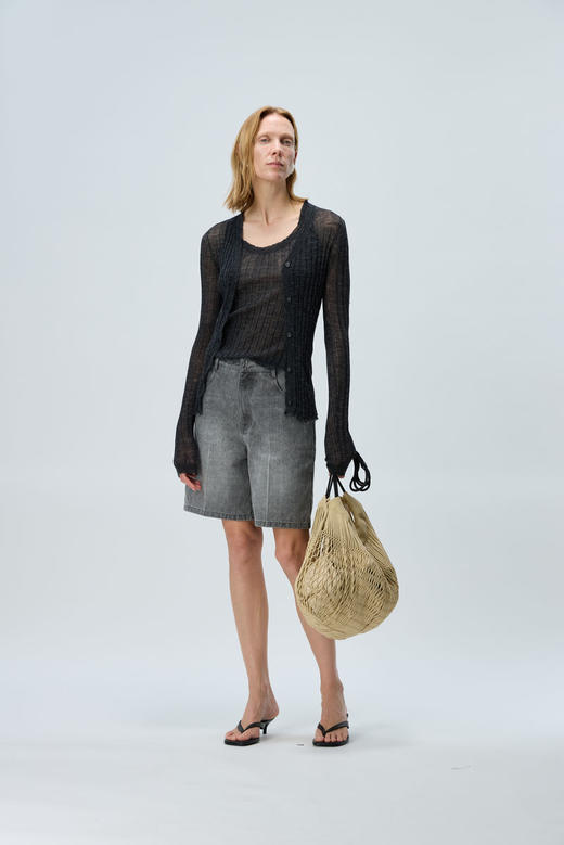 简约毛边V领开衫 商品图5