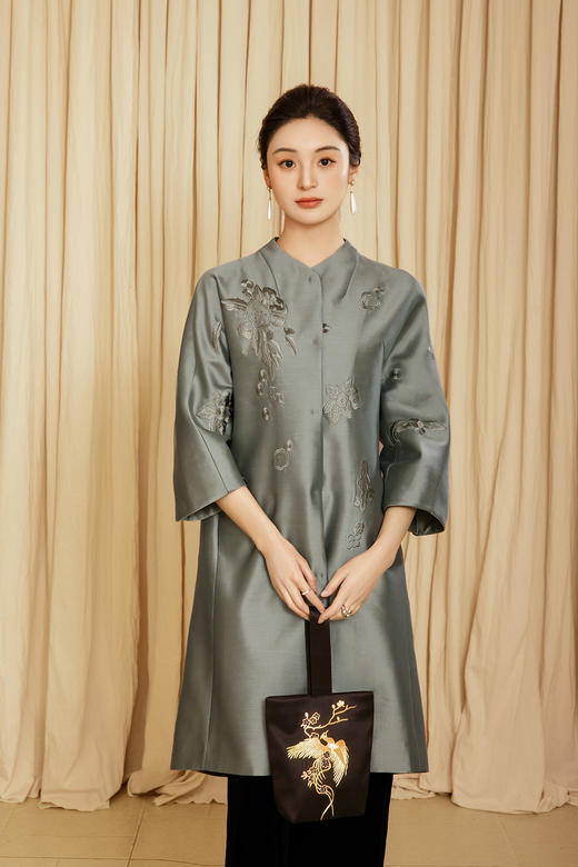 盛唐婧 | 青花中袖长款外套 商品图1