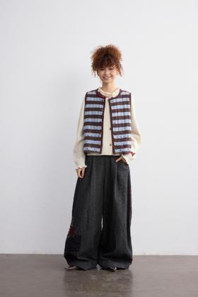 原创刺绣复古条纹马甲