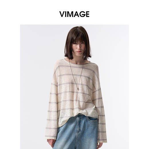 VIMAGE纬漫纪时尚百搭慵懒松弛针织衫上衣2026春季新款V2501109 商品图4